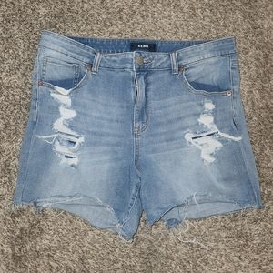 Aero High Rise Midi Denim Shorts, Sz. 18